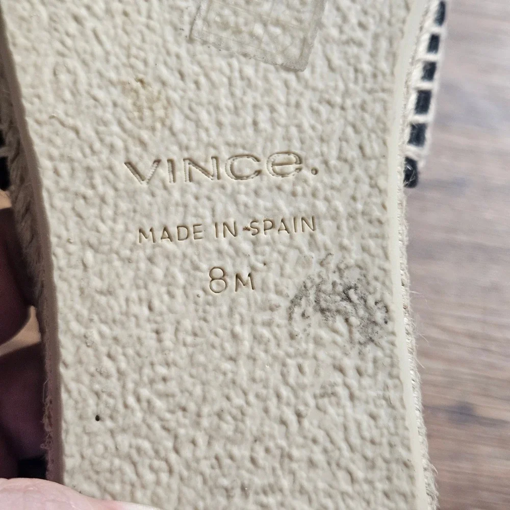 Vince Jesse Leather Espadrille Platform Espadrille Slide Sandals 8M Quiet Luxury